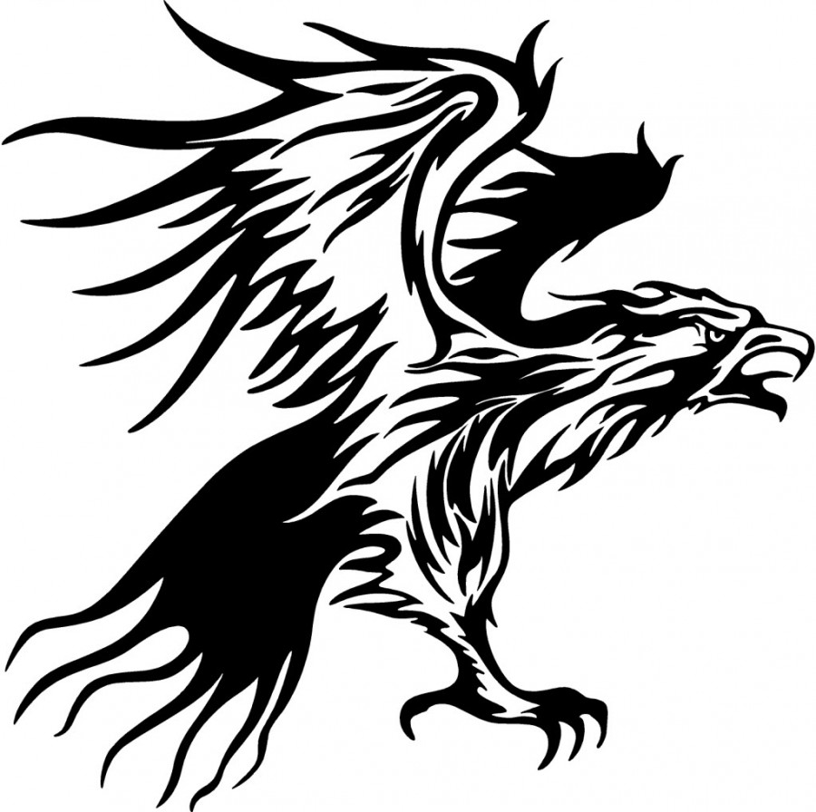 Black flaming eagle bird tattoo design