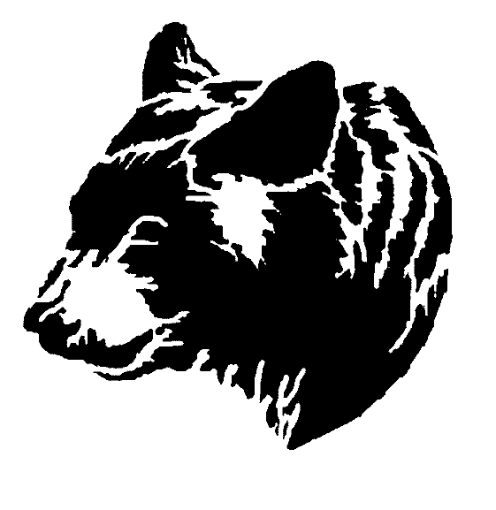 Black grizzly head in profile tattoo design