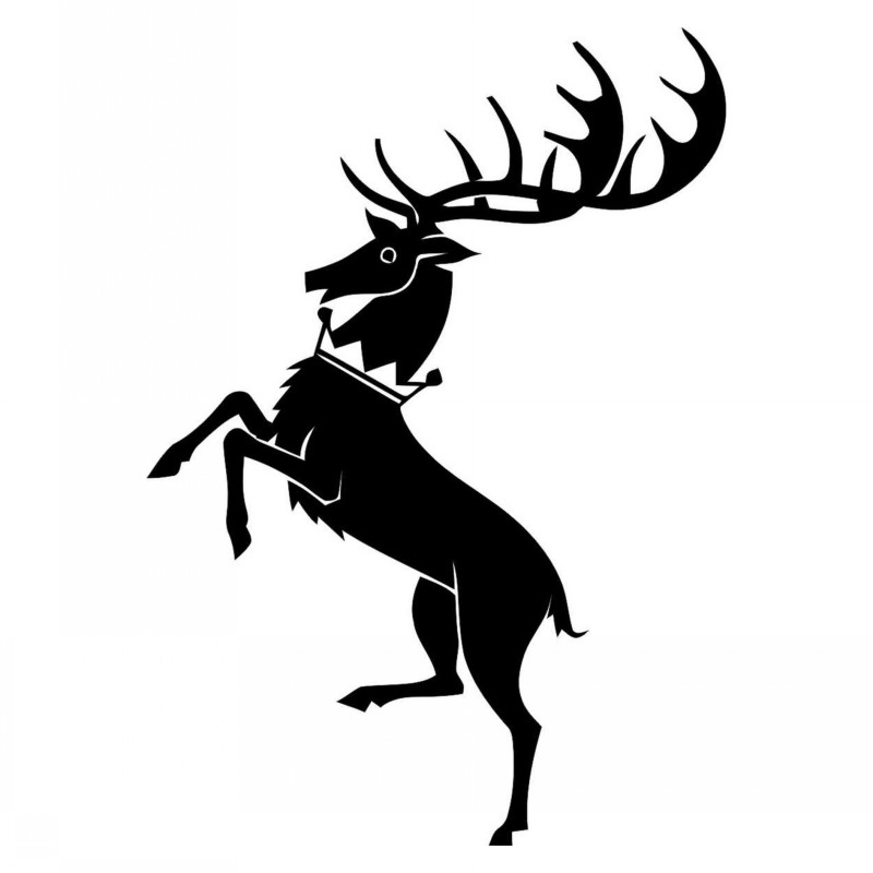 Black jumping deer with crown on neck tattoo design