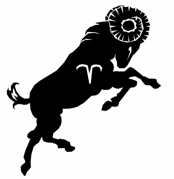 Black jumping ram with zodiac sign tattoo design