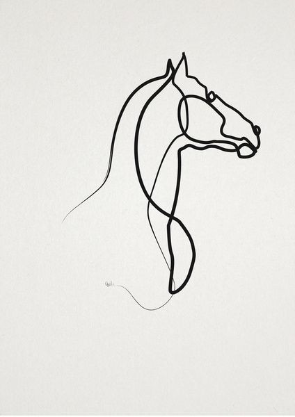 Black line horse silhouette tattoo design