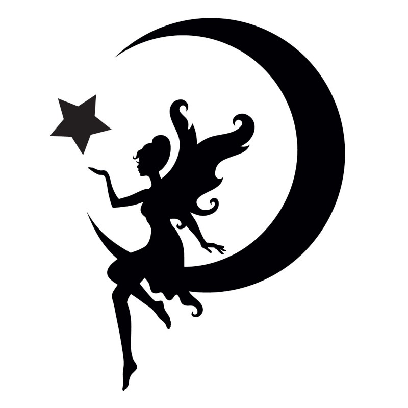Black moon fairy with a star tattoo design