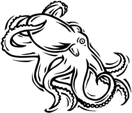 Black outline octopus tattoo design