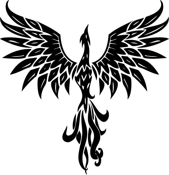 Black phoenix rising to the sun tattoo design by Nerafinuota