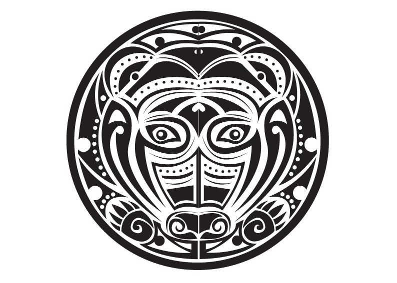 Black polynesian bear emblem tattoo design