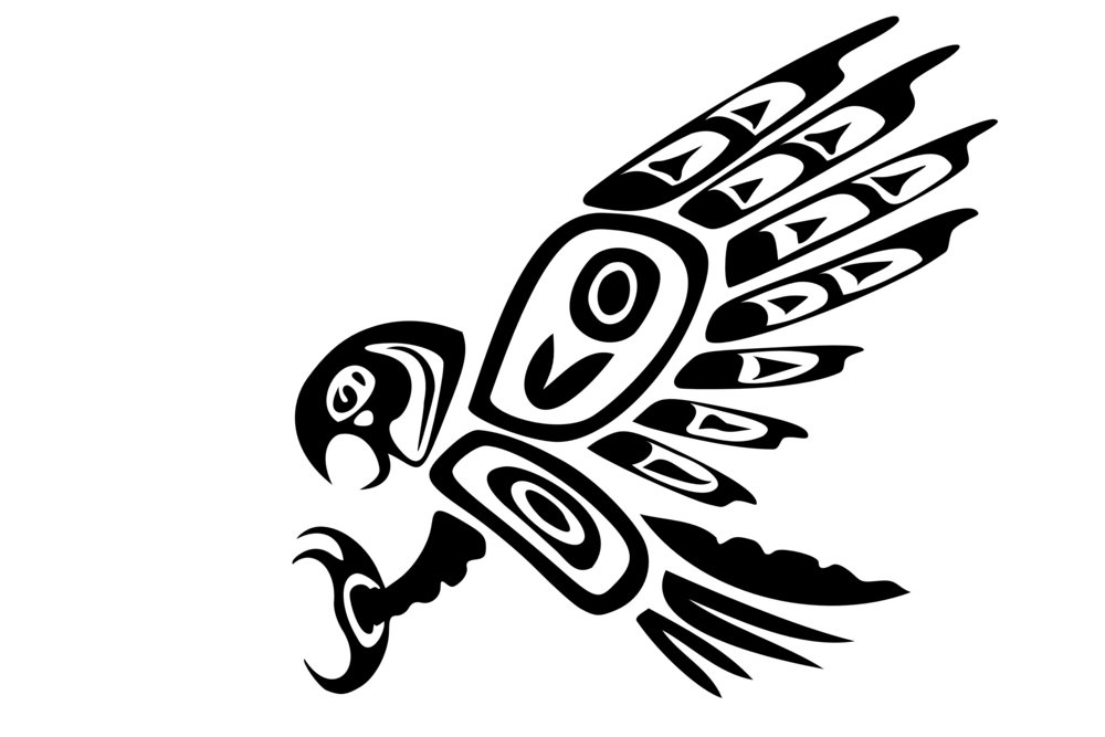 Black polynesian patterned eagle tattoo design