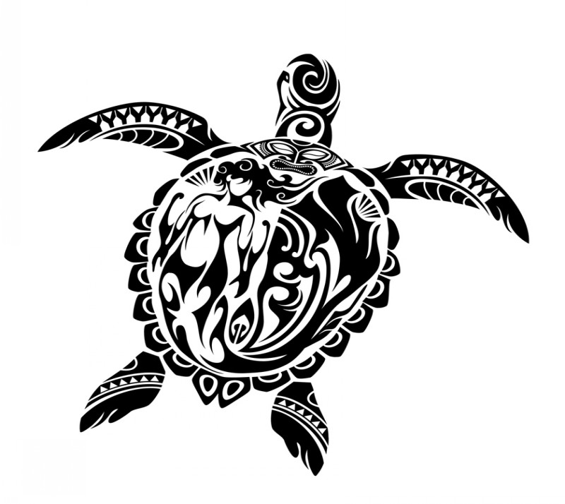 Black polynesian turtle tattoo design