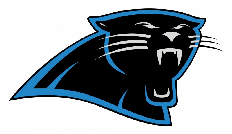 Black roaring panther emblem with blue contour tattoo design
