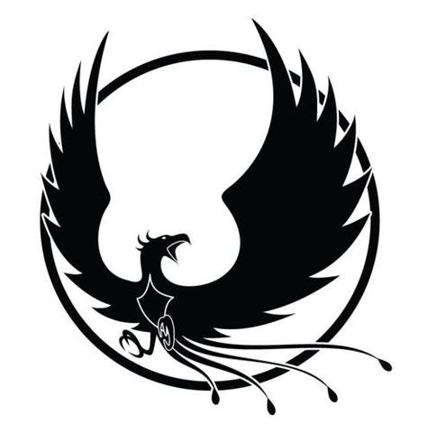 Black screaming phoenix on big circle background tattoo design