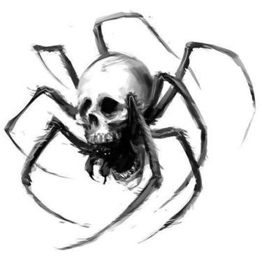 Black spider with gigant skull body tattoo design