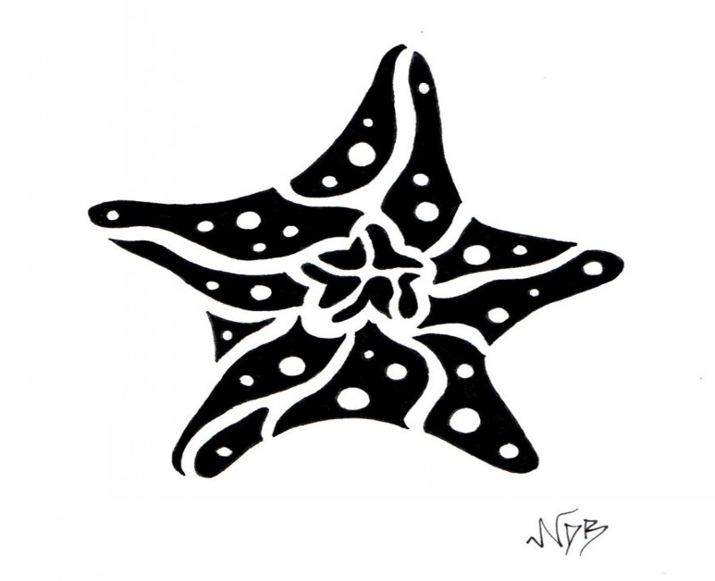 Black starfish with white veins tattoo design by Frosty Gorillaz