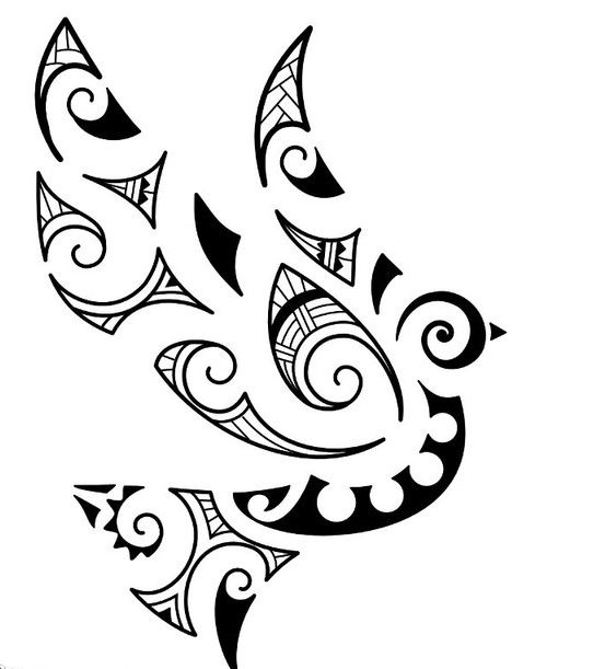 Black tribal dove tattoo design