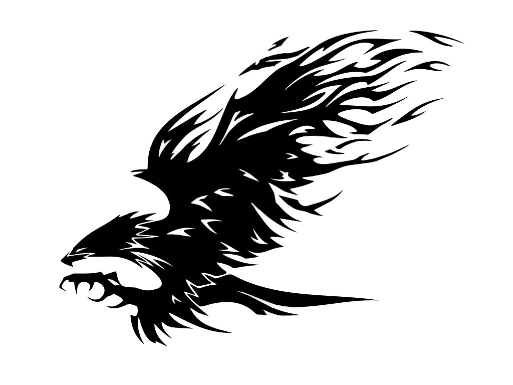 Black tribal eagle catching his prey tattoo design