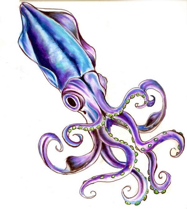 Blue-and-purple water animal tattoo design by Angelazilla