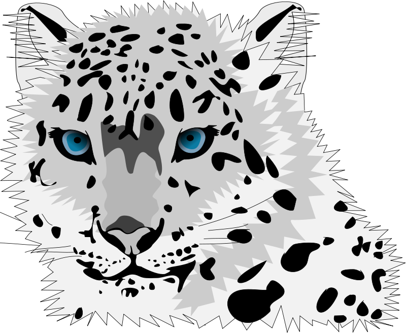 Blue-eyed snow leopard with spiny fur tattoo design