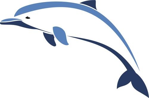 Blue-line jumping dolphin tattoo design