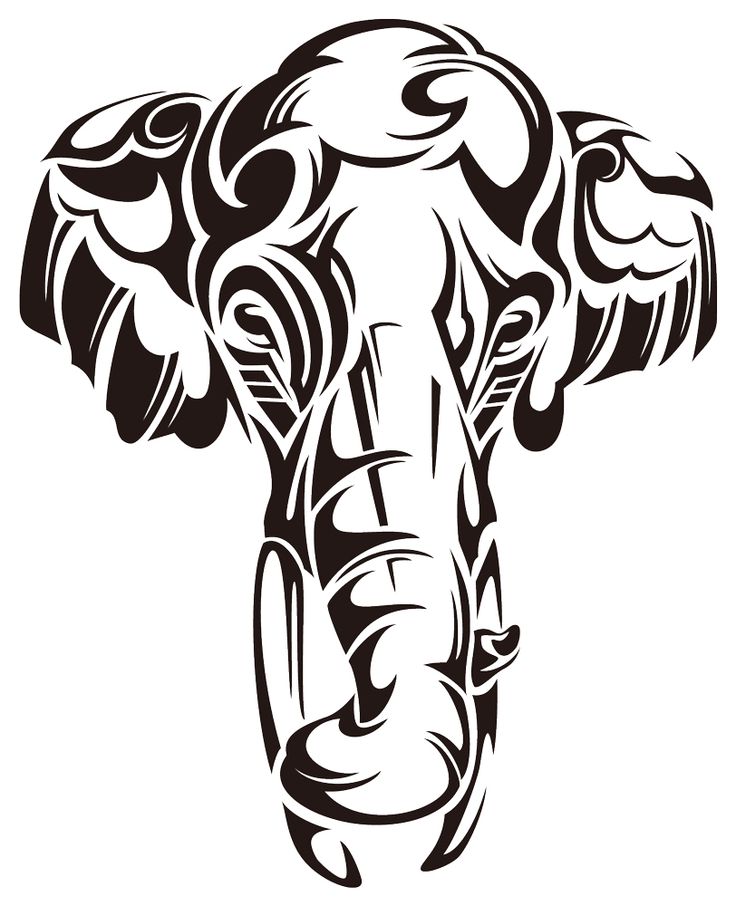 Bonny black tribal elephant head tattoo design