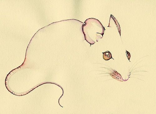 Bonny brown-eyed mouse silhouette tattoo design