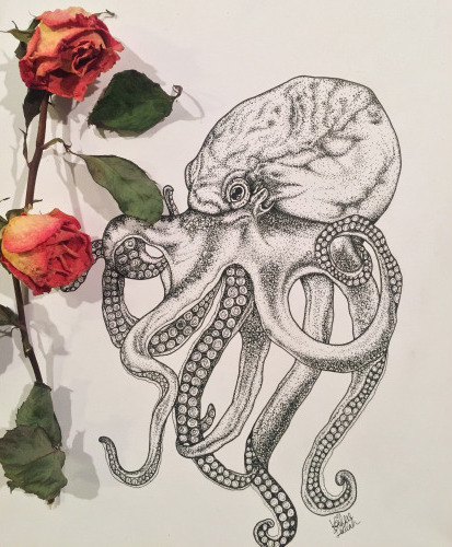 Bonny dotwork octopus tattoo design