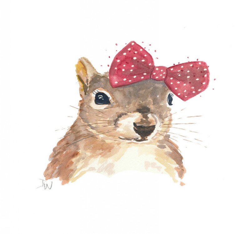 Bonny female squirrel with pink bow on head tattoo design