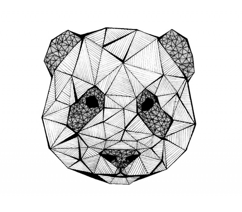 Bonny full-geometric panda muzzle tattoo design