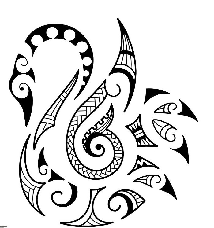 Bonny maori-style swan tattoo design