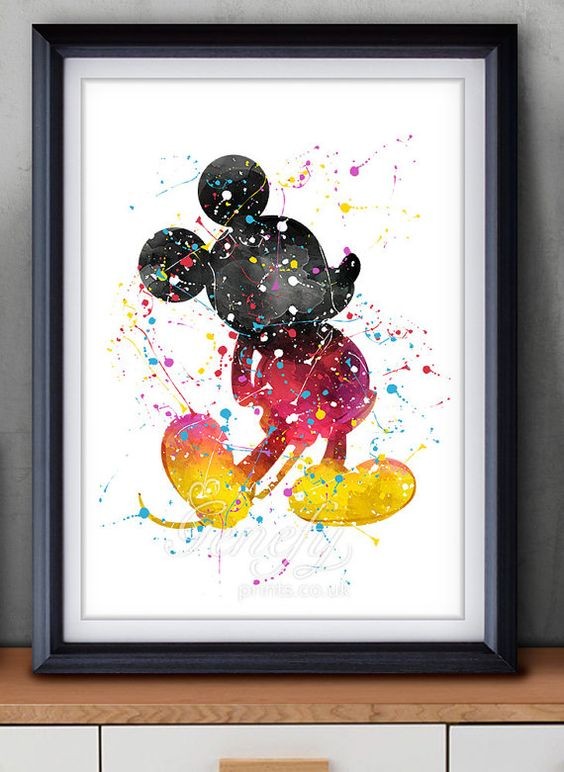 Bonny montly watercolor Mickey Mouse logo tattoo design