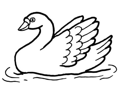 Bonny uncolored swan swimming on calm water surface tattoo design