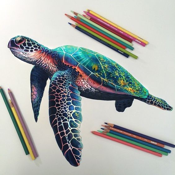 Breathtaking multicolor diving reptile tattoo design