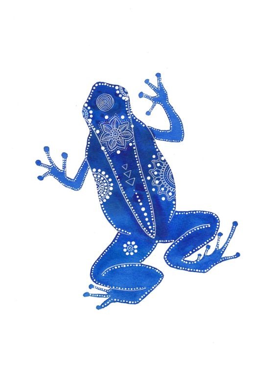 Bright blue reptile with white print tattoo design