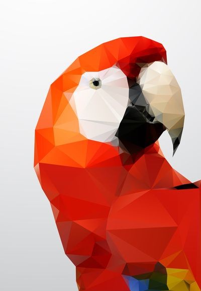 Brightful red geometric parrot portrait tattoo design