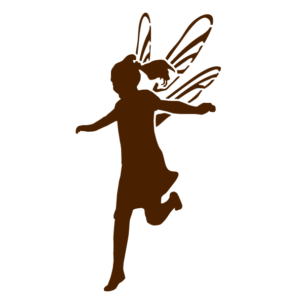Brown-ink jumping fairy girl silhouette tattoo design