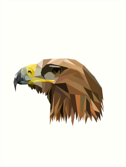 Brown geometric eagle head in profile tattoo design