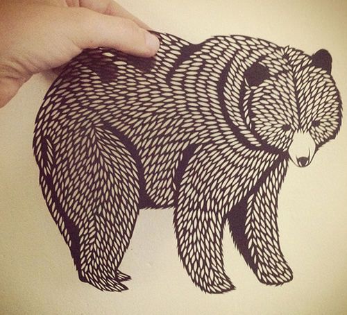 Calm fat grey-color bear tattoo design