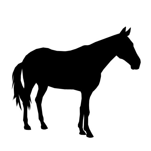Calm full-black standing horse silhouette tattoo design