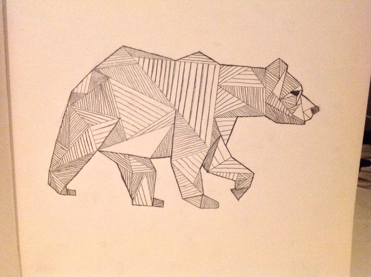 Calm geometric walking bear tattoo design