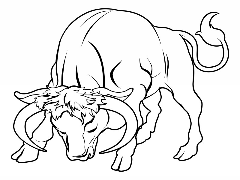 Calm outline drinking bull tattoo design