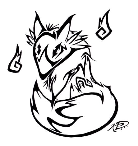 Calm tribal fox tattoo design by Haulau