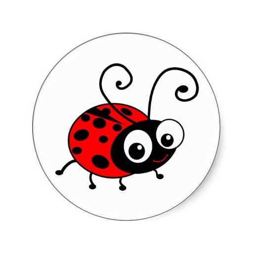 Carton colorful google-eyed ladybug in circle tattoo design