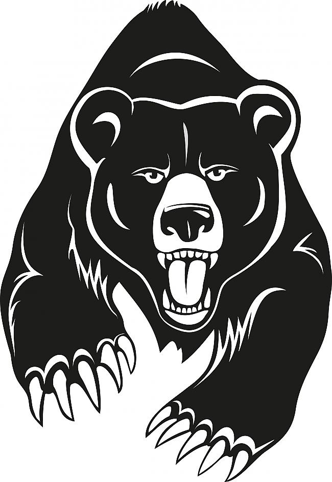 Cartoon black hunting bear tattoo design