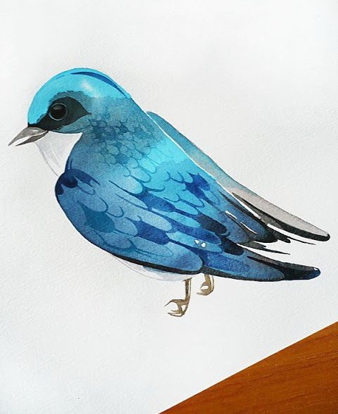 Cartoon blue sparrow tattoo design