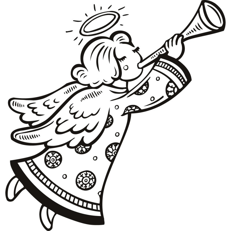 Cartoon christmas angel with a pipe tattoo design