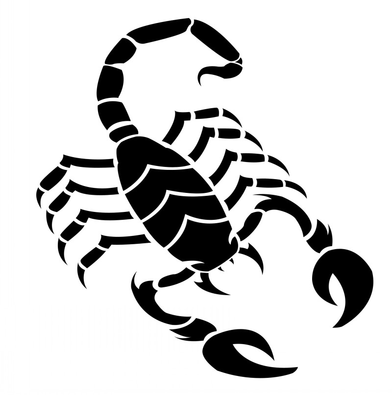 Cartoon full black scorpion tattoo design