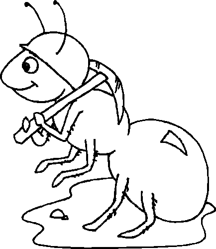 Cartoon outline ant in helmet with hummer tattoo design