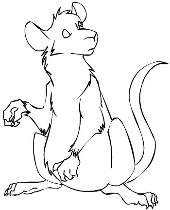 Cartoon outline thinking mouse tattoo design by Blickish