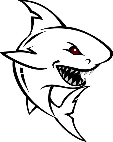 Cartoon red-eyed shark tattoo design