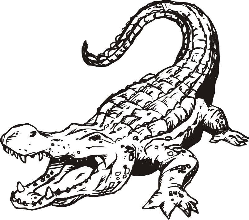 Cartoon screaming reptile without coloring tattoo design