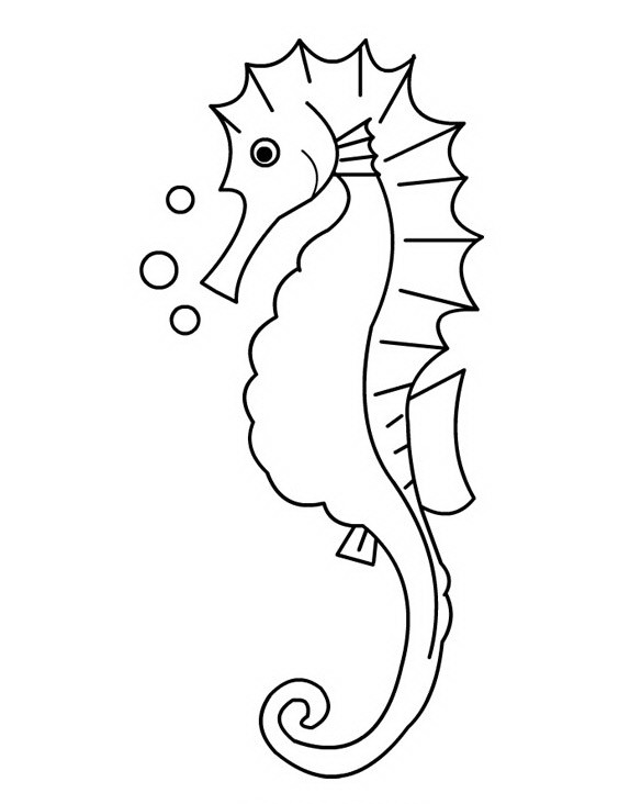 Cate animated outline seahorse with bybbles tattoo design