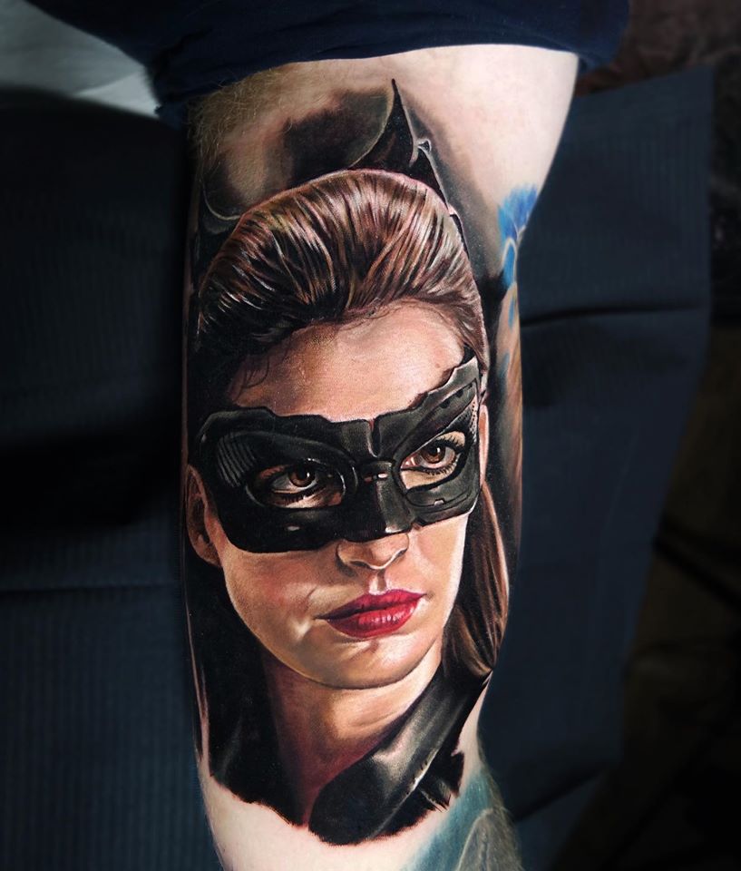Catwoman portrait comics tattoo