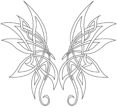 Celtic black-contour butterfly tattoo design
